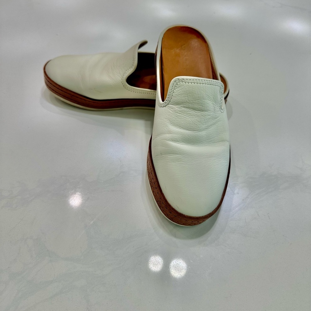 Vince Off-White Leather Slip-Ons